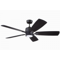 Luminance Kathy Ireland Home Ion Eco LED 72in Ceiling Fan with DC Motor | Hanging Fixture with Dimmable Light Kit, Wall Control, and Downrod Mount | Graphite with Black Solid Wood Blades