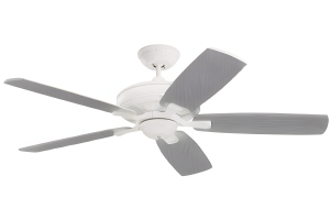 Luminance Kathy Ireland HOME Carrera Grande Eco 54" Ceiling Fan Fixture with 6-Speed Wall Control and Downrod | Energy Star Rated Motor | Light Kit Adaptable and, Satin White, with Timber Grey Blades