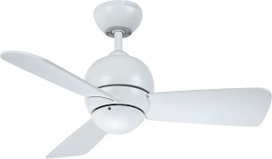 Noble Comfort AM319105 30" Ceiling Fan, White Color with SW46 Wall Control