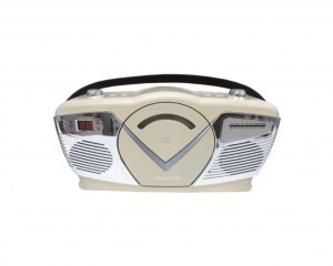 Proscan PRCD212-CREAM Retro-Style LED Display Portable CD Radio Boombox - Cream 